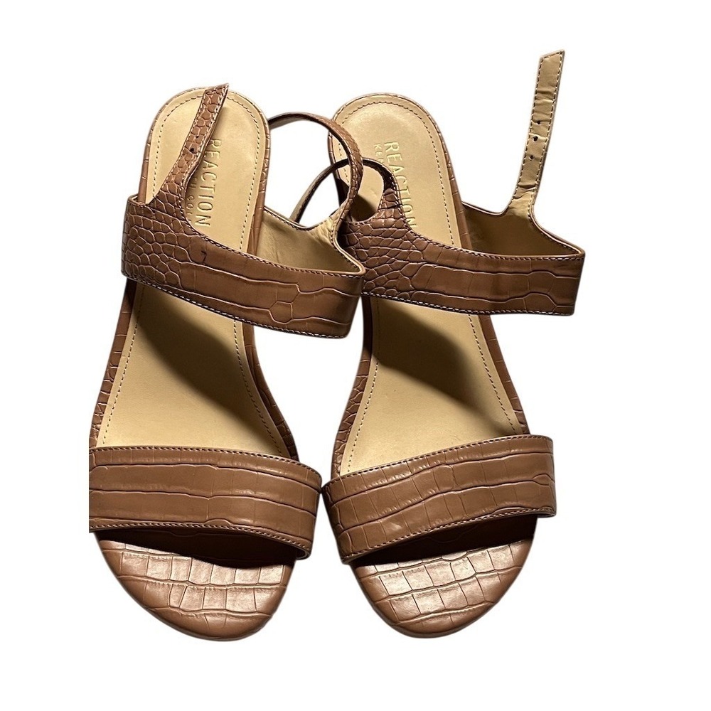 Reaction Kenneth Cole Strappy Heel Sandals Shoes Womens 7.5 Brown Open Toe